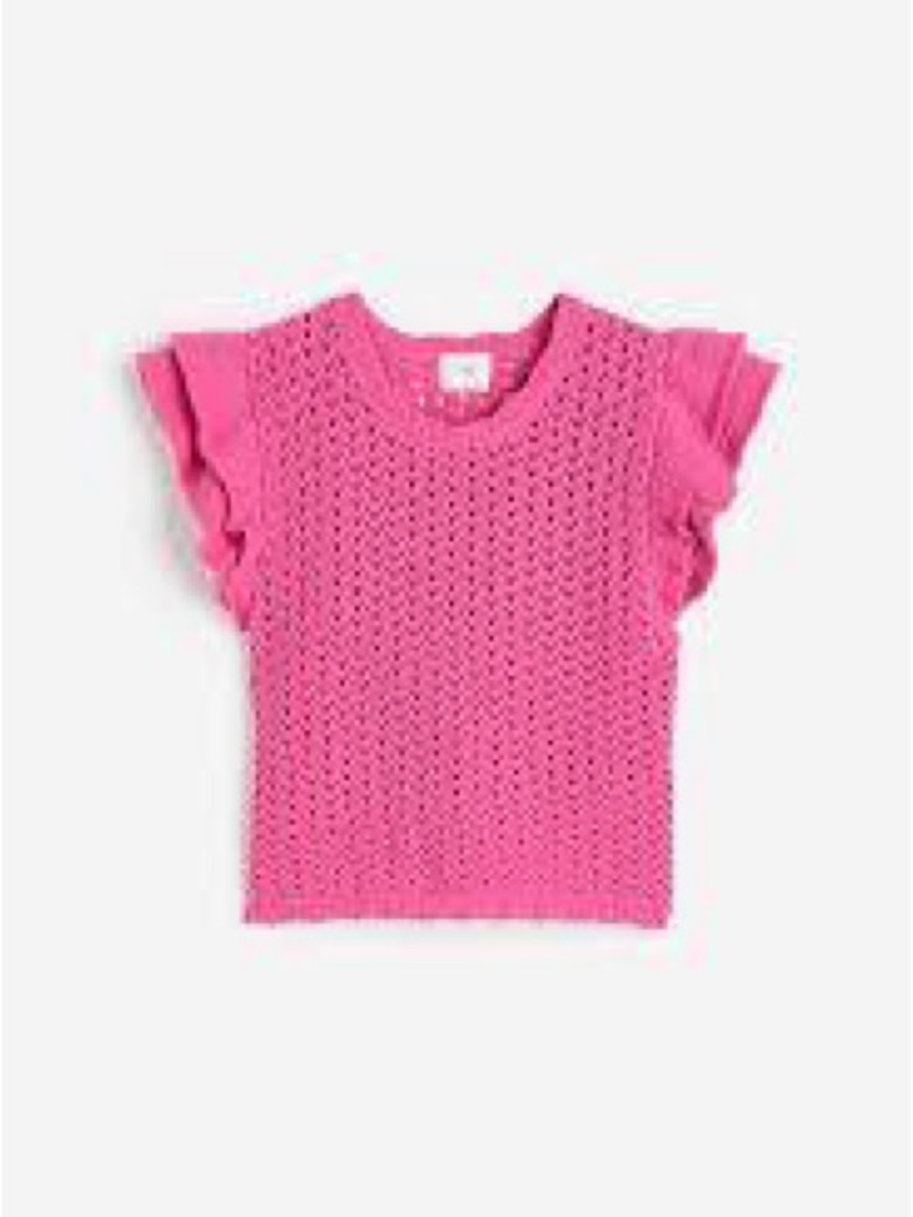 Pink Eyelet Knit Ruffle Sleeve Top